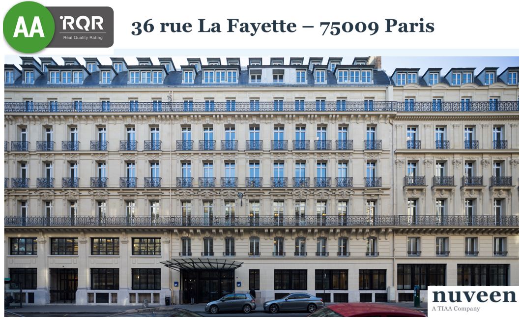 RQR has rated AA the quality of the office asset located 36 rue Lafayette in the 9th district of Paris.